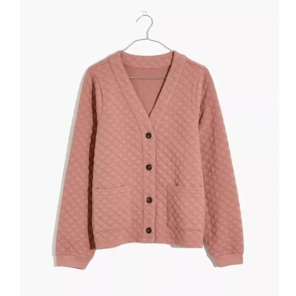 Madewell Sweaters - Madewell (Re)sourced Quilted Crop Cardigan Sweatshirt Sweater Pink XS